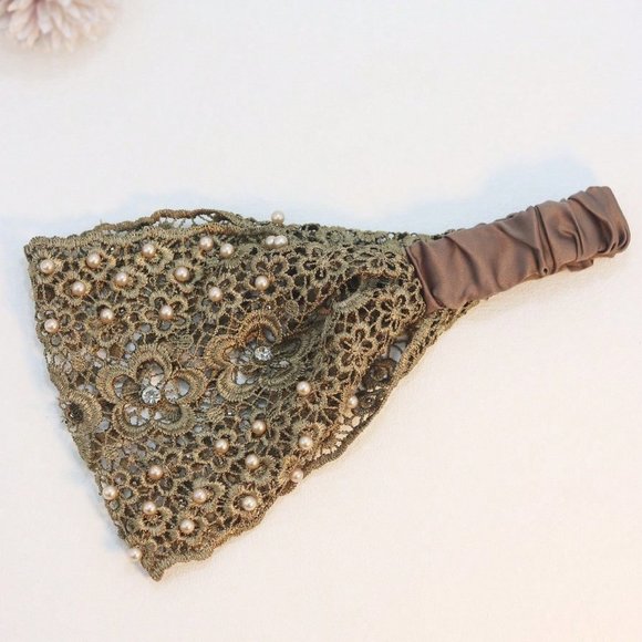 Boho Headband, Pearl Decor Bohemian Style Headband bandana hair band Vintage - Picture 6 of 6
